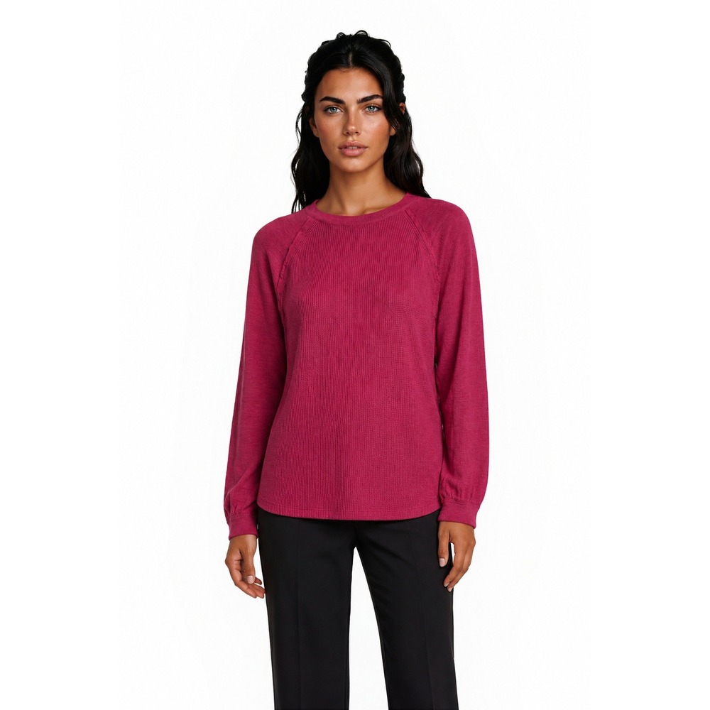 Pilcro Anthropologie Thermal Top Womens Size Medium Pink Waffle Knit Long Sleeve
